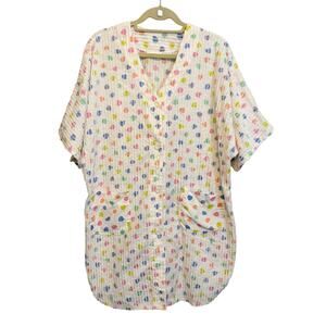 Vintage Adonna Leisurewear Womens Sleepshirt Sleepwear M White Comfy Colorful